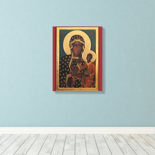 Onze Lieve Vrouw van Częstochowa Devotional Afbeel Canvas Afdruk (Insitu (Houten vloer))