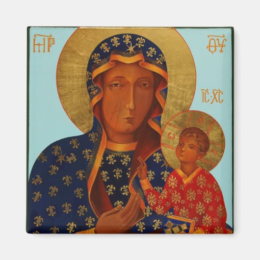 Onze Lieve Vrouw van Czestochowa / Zwarte Madonna  Magneet (Voorkant)