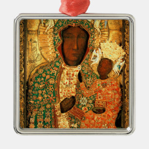 Onze-Lieve-Vrouw van Czestochowa Zwarte Madonna Po Metalen Ornament