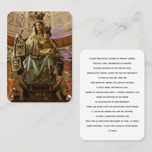 Onze Lieve Vrouw van de berg Karmel en Jezus Gebed Visitekaartje (Voorkant / Achterkant)