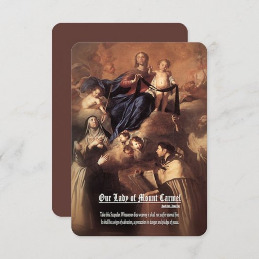 Onze-Lieve-Vrouw van de berg Karmel Gebed Informatiekaartje (Voorkant / Achterkant)