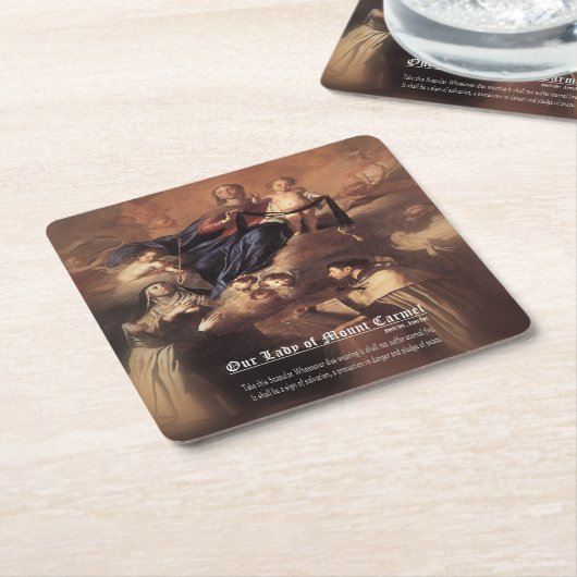 Onze-Lieve-Vrouw van de berg Karmel Gebed Kartonnen Onderzetters (Schuin)