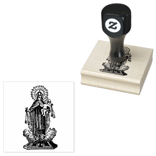 Onze-Lieve-Vrouw van de berg Karmel w Scapular Rubberstempel (Gestempeld)