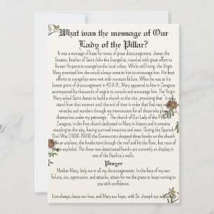 Onze Lieve Vrouw van de Pilaar Gebed Kaart