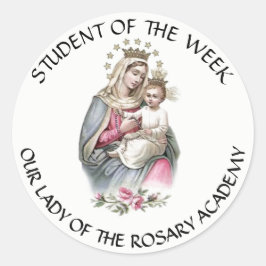 Onze Lieve Vrouw van de Rozenkrans Katholieke Prij Ronde Sticker