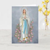 Onze-Lieve-Vrouw van de Rozenkrans met rozen Kaart (Gele Bloem)