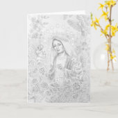 Onze Lieve Vrouw van de Rozenkrans, Tekening, Kaart (Gele Bloem)