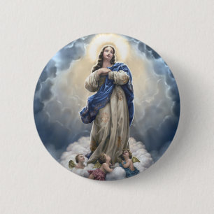 Onze-Lieve-Vrouw van de Tenhemelopneming Ronde Button 5,7 Cm