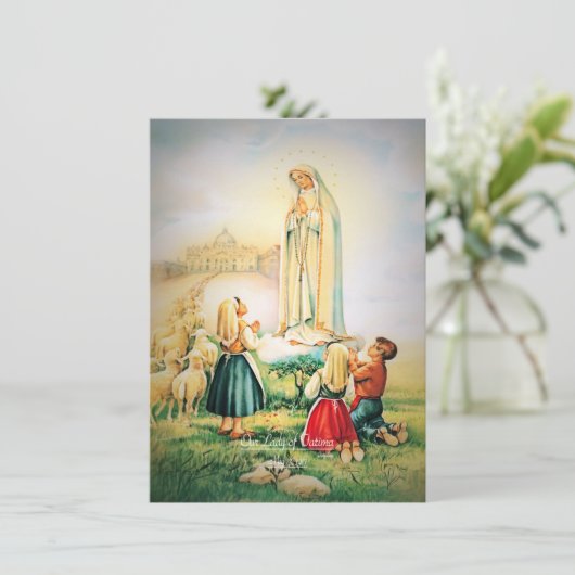 Onze-Lieve-Vrouw van Fatima 1917 met Fatima Gebed Feestdagenkaart (Staand voorkant)