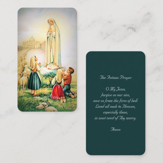 Onze-Lieve-Vrouw van Fatima 1917 met Fatima Gebed Informatiekaartje (Voorkant / Achterkant)