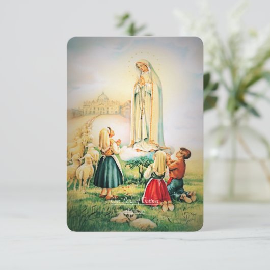 Onze-Lieve-Vrouw van Fatima 1917 met Fatima Gebed Informatiekaartje (Staand voorkant)