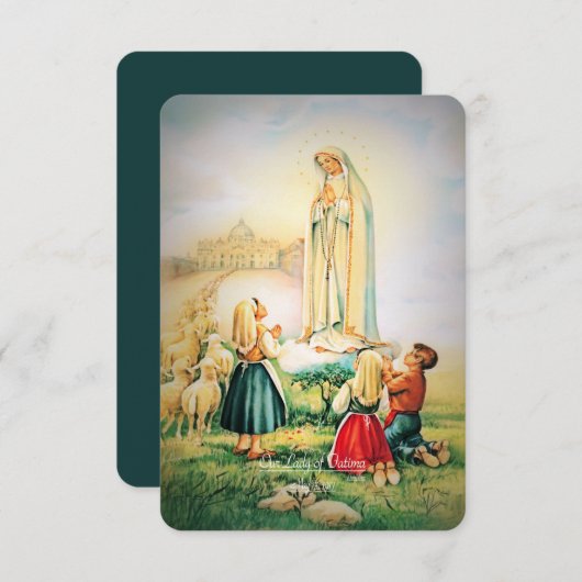 Onze-Lieve-Vrouw van Fatima 1917 met Fatima Gebed Informatiekaartje (Voorkant / Achterkant)