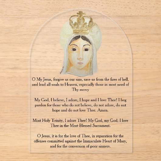 Onze-Lieve-Vrouw van Fatima Acryl Gebed Kaart Acryl Uitnodigingen (Voorkant)