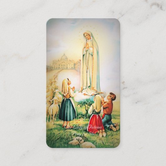 Onze-Lieve-Vrouw van Fatima Angel Trinitair Gebed Informatiekaartje (Voorkant)