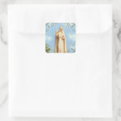 Onze Lieve Vrouw van Fatima Decoratieve Grens Vierkante Sticker (Tas)