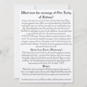 Onze Lieve Vrouw van Fatima gebedskaart Kaart (Achterkant)