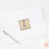 Onze Lieve Vrouw van Fatima Gouden Grens Vierkante Sticker (Envelop)