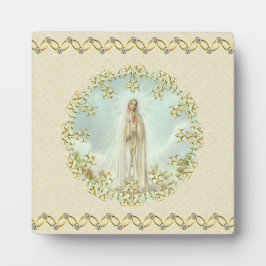 Onze-Lieve-Vrouw van Fatima gouden krans diamanten Fotoplaat