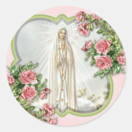 Onze-Lieve-Vrouw van Fatima Maagd Maria Kaart Ronde Sticker