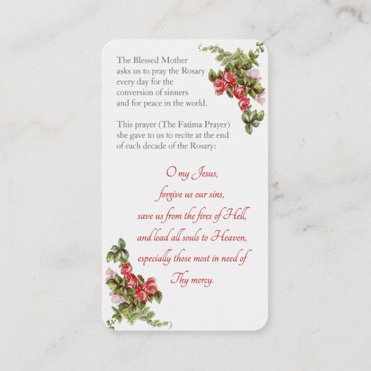 Onze-Lieve-Vrouw van Fatima met Kaart "Fatima Pray (Achterkant)