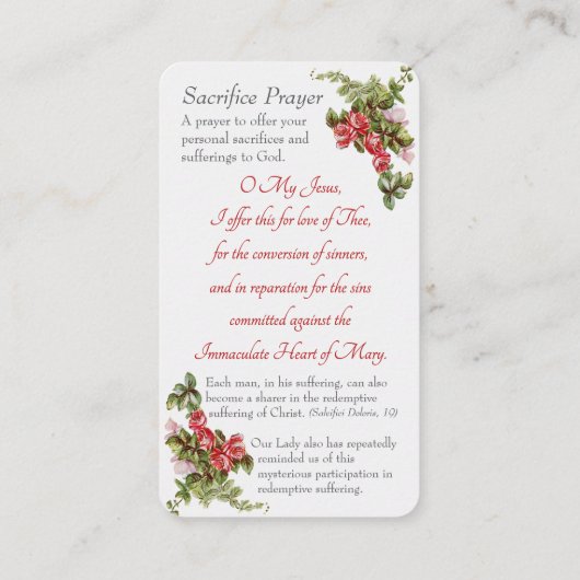 Onze-Lieve-Vrouw van Fatima - "Offergebed" Kaart (Achterkant)