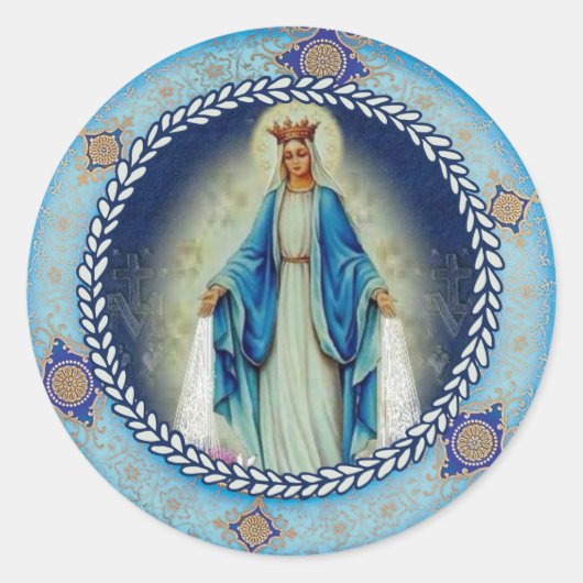 Onze Lieve Vrouw van Genade Gezegende Maagd Maria Ronde Sticker (Voorkant)