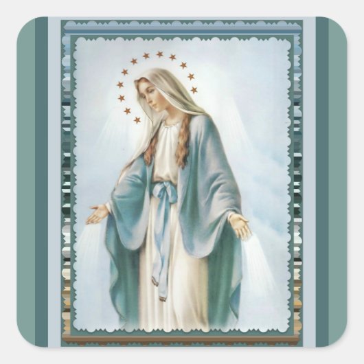 Onze Lieve Vrouw van Genade Maagd Maria Vierkante Sticker (Voorkant)