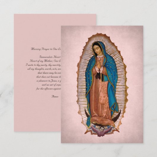 Onze-Lieve-Vrouw van Guadalupe 1531 met Gebed Informatiekaartje (Voorkant / Achterkant)