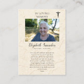 Onze Lieve Vrouw van Guadalupe Begrafenis Kaart Plaatskaartje (Achterkant)