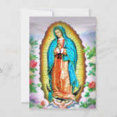 Onze Lieve Vrouw van Guadalupe Bloemen met Gebed Feestdagenkaart (Voorkant)