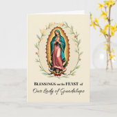 Onze-Lieve-Vrouw van Guadalupe Feestdag Zegeningen Kaart (Gele Bloem)