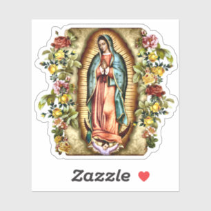 Onze Lieve Vrouw van Guadalupe Frame van Rozen Vin Sticker