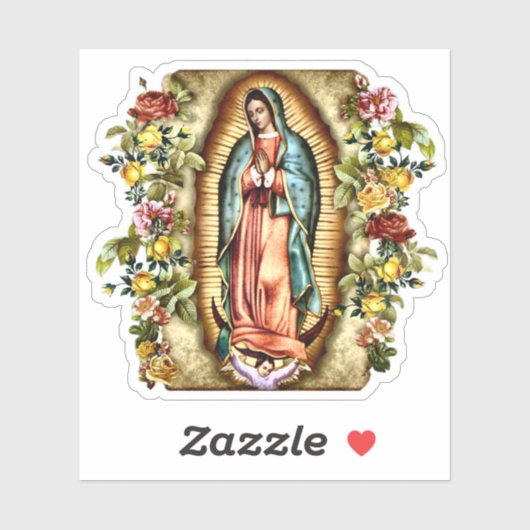 Onze Lieve Vrouw van Guadalupe Frame van Rozen Vin Sticker (Vel)