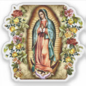 Onze Lieve Vrouw van Guadalupe Frame van Rozen Vin Sticker (Voorkant)