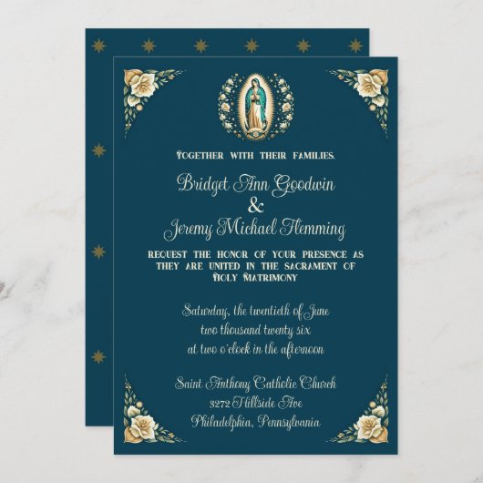 Onze Lieve Vrouw van Guadalupe Geïnspireerde Bruil Kaart (Voorkant / Achterkant)