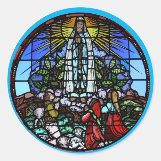 Onze Lieve Vrouw van Guadalupe Glas in lood Envelo Ronde Sticker (Voorkant)