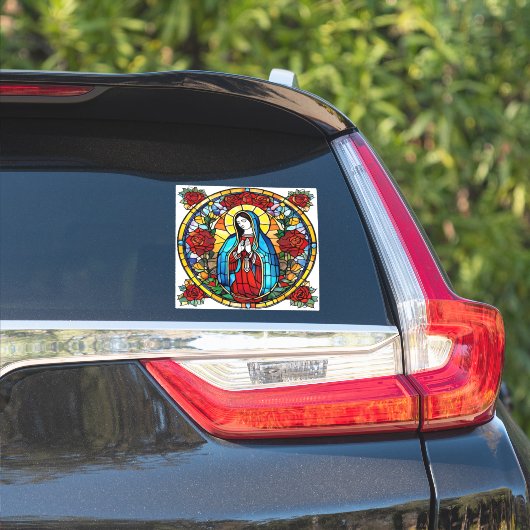 Onze Lieve Vrouw van Guadalupe Glas in lood Saint  Sticker (Auto Zijkant)