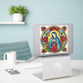Onze Lieve Vrouw van Guadalupe Glas in lood Saint  Sticker (Laptop op bureau)