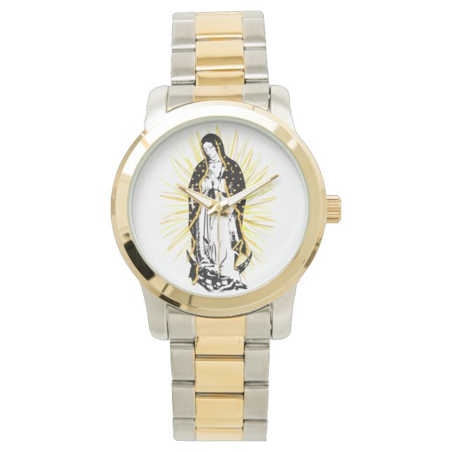 Onze Lieve Vrouw van Guadalupe horloge met stralen (Voorkant)