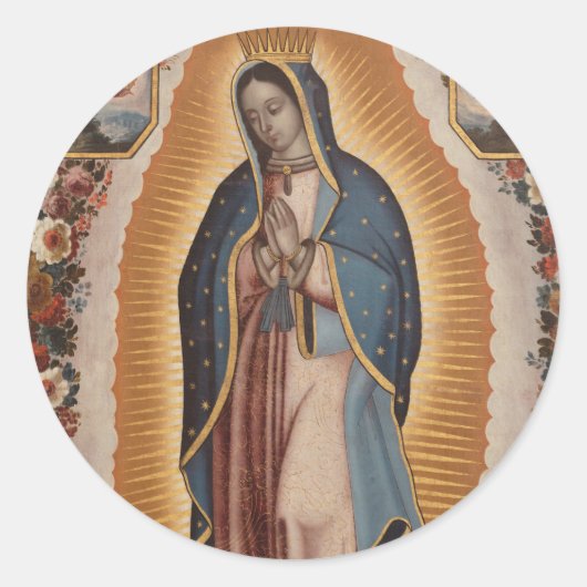 Onze Lieve Vrouw van Guadalupe Katholiek Mexico Ronde Sticker (Voorkant)