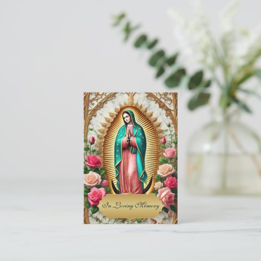 Onze-Lieve-Vrouw van Guadalupe Katholieke Begrafen Plaatskaartje (Staand voorkant)