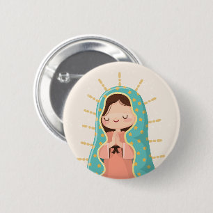 Onze Lieve Vrouw van Guadalupe Kawaii Stijl Ronde Button 5,7 Cm