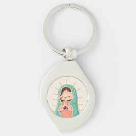 Onze Lieve Vrouw van Guadalupe Kawaii Stijl Sleutelhanger