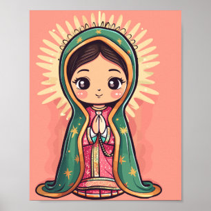 Onze Lieve Vrouw van Guadalupe Leuke Kawaii Stijl Poster
