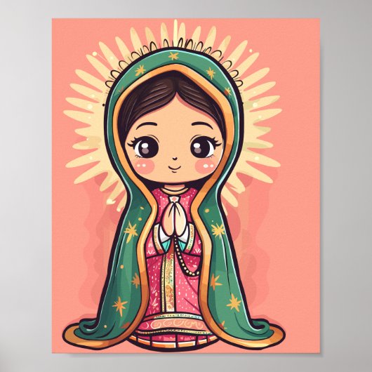 Onze Lieve Vrouw van Guadalupe Leuke Kawaii Stijl Poster (Voorkant)