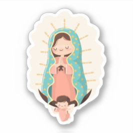 Onze Lieve Vrouw van Guadalupe met engel Kawaii St Sticker