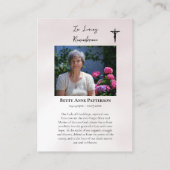 Onze-Lieve-Vrouw van Guadalupe Mystiek Roos Begraf Plaatskaartje (Achterkant)