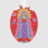 Onze Lieve Vrouw van Guadalupe Rode Vakantie Ornament (voorkant)