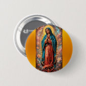 Onze-Lieve-Vrouw van Guadalupe Ronde Button 5,7 Cm (Voorkant /achterkant)