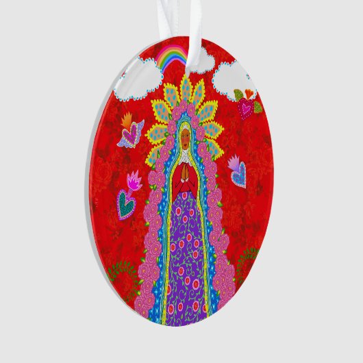 Onze Lieve Vrouw van Guadalupe Rood Ornament (voorkant)